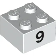 Brick 2 x 2 with Black "9" Print