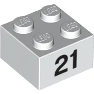 Brick 2 x 2 with Black "21" Print