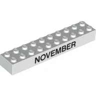 Brick 2 x 10 with Black 'NOVEMBER' / 'DECEMBER' Print