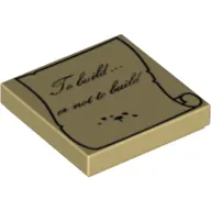 Tile 2 x 2 with 'To build or not to build' Script on Ink-Splattered Parchment Print
