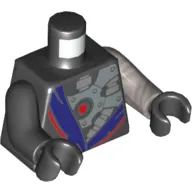Torso, Odd Arms, Robe and Metal Plates with Tubes and Red Circle Print, Left Flat Silver Arm, Right Black Arm, Black Hands