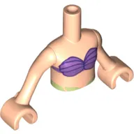 Minidoll Torso Girl with Dark Purple Shell Bikini Print, Light Nougat Arms and Hands