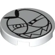 Tile Round 2 x 2 with Bottom Stud Holder with Grinning Nixel Face Print