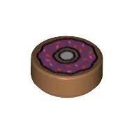 Tile Round 1 x 1 with Doughnut with Dark Pink Frosting and Sprinkles Print
