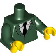 Torso Jacket, White Shirt and Black Necktie Print, Dark Green Arms, Yellow Hands