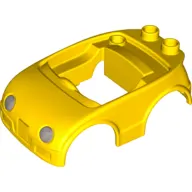 Duplo Car Body with 2 Studs on Back and Silver Headlights Print