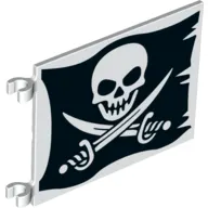 Flag 6 x 4 with Clips with Skull with Crossed Cutlasses (Jolly Roger) Print on Both Sides