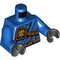 Torso Robe with Belt, Knife, Scabbard and Lightning Power Emblem Print, Blue Arms, Black Hands
