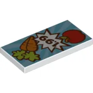 Tile 2 x 4 with Carrots, Apple and '1.99' Print