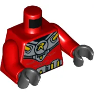 Torso Armor, Silver and Gold Diving Suit with 'R' Logo Print (Robin), Red Arms, Black Hands