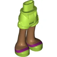 Minidoll Hips and Shorts with Medium Nougat Legs and Magenta Stripe on Lime Sandals Print