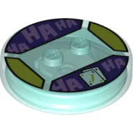 Function Brick Round 4 x 4 x 2/3 with 2 Studs and Playing Cards and Medium Lavender 'HA HA' print