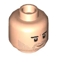 Minifig Head Poe Dameron / Razor Fist, Eyebrows, Stubble, White Pupils Smiling / Open Mouth Scowling Print