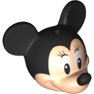 Minifig Head Special with Black Mouse Ears and Nose and White Eyes with Long Eyelashes Print (Minnie)