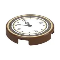 Tile Round 2 x 2 with Bottom Stud Holder with Roman Numerals Clock Print