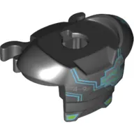 Minifig Neckwear Armor Space with Shoulder Protection and 2 Clips with Dark Azure Cyborg Head, '4-9' and Silver Circuitry Pattern