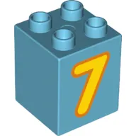 Duplo Brick 2 x 2 x 2 with Bright Light Orange '7' Print