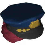 Hair and Hat, Bun, Police with Dark Blue Top with Gold Badge and Laurel Print