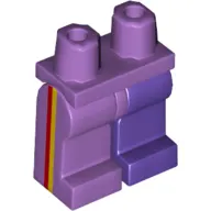 Hips and Dark Purple Left Leg, Medium Lavender Right Leg with Yellow and Red Vertical Stripes