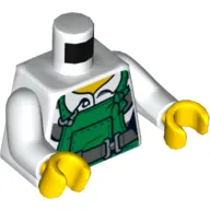 Torso Overalls, Green over Dark Bluish Grey Belt, Prison Shirt Print, White Arms, Yellow Hands