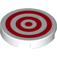 Tile Round 2 x 2 with Bottom Stud Holder with Red Circles Print