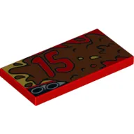 Tile 2 x 4 with '15' on Left side of Mud Print