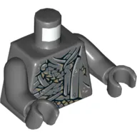 Torso Black Cracks, Straps, Scales and Cape Print, Dark Bluish Gray Arms and Hands