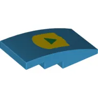 Brick Curved 4 x 2 No Studs with Yellow Boost Start Button Print