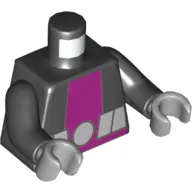 Torso Jumpsuit, Purple Vertical Stripe and Light Bluish Gray Belt Print (Beast Boy), Black Arms, Light Bluish Gray Hands