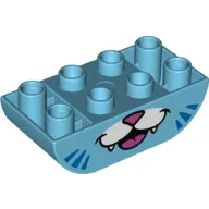 Duplo Brick 2 x 4 Curved Bottom with Cat Nose and Mouth print
