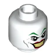 Minifig Head Joker, Green Eyebrows, Red Lips, Wide Smile / Disgusted Print
