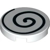 Tile Round 2 x 2 with Black Spiral Print