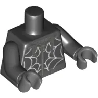 Torso Hoodie with White Spider Web Print, Black Arms, Dark Bluish Gray Hands
