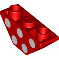 Brick Sloped Inverted 45° 3 x 1 Double with 2 Blocked Open Studs with White Circles, Dots print