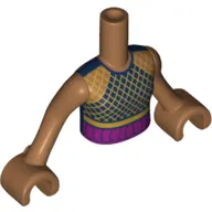 Minidoll Torso Girl with Dark Blue Vest with Gold Fish Stocking, Purple Belt, Medium Nougat Arms and Hands