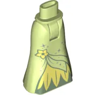 Minidoll Hips and Full Length Skirt with Yellow Flower, Dark Green Under Dress, Stars, Yellow Leaves
