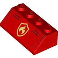 Brick Sloped 45° 2 x 4 with Fire Fighter Logo/Symbol print