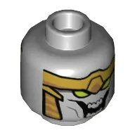 Minifig Head Chitauri, Gold Armor, Lime Eyes, Large Open Mouth with Teeth Print