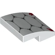 Brick Curved 2 x 2 x 2/3 with Black Hexagon Pattern, Red Flames print