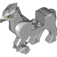 Creature, Buckbeak with Dark Bluish Grey Beak, Bright Light Orange Eyes, Dark Bluish Grey/White Feathers print