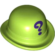 Hat, Bowler with Purple Question Mark '?' print