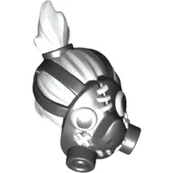 Hair and Mask, Top Knot, Black Gas Mask with White Stitches Pattern