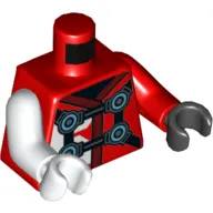 Torso, Odd Arms and Hands, Robe with Dark Red Trim, Black Straps with Azure Circles Print, Left Red Arm and Black Hand, Right White Arm and Hand