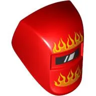 Headwear Accessory Welding Mask with Visor, White Reflection, Yellow/Orange Flames print