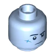 Minifig Head Jack Davids, Eyebrows, Scar on Cheek, Nervous / Puzzled Print