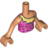 Minidoll Torso Girl Dark Pink Shirt with 1 Strap, Dark Blue Trim, Bright Light Yellow Ruffles