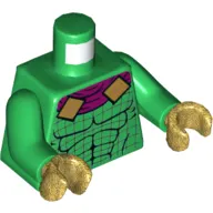 Torso Jumpsuit, Muscles, Magenta Cape with Gold Buckles Print, Green Arms, Pearl Gold Hands