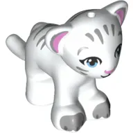 Animal, Big Cat Cub, Tiger with Bright Light Blue Eyes and Bright Pink Nose, Light Bluish Gray Markings Print