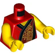 Torso Robe with Black Trim and Gold Dragon Head Print, Yellow Arms and Hands