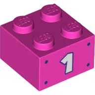 Brick 2 x 2 with '1' Print